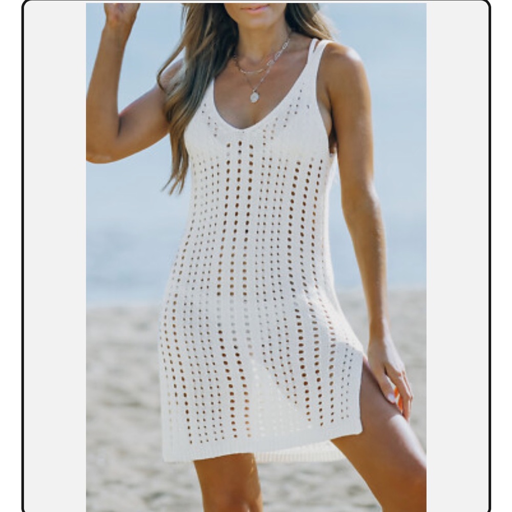 NWOT White Crochet Beach Cover-Up Dress